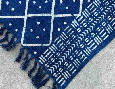 Indigo hand-dyed blanket diamond