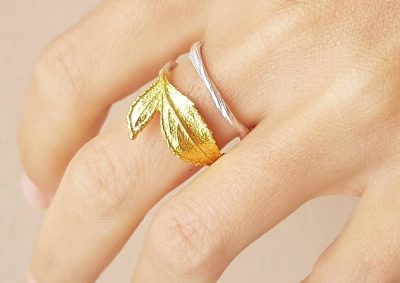 Gold leaf rose ring - Image 3