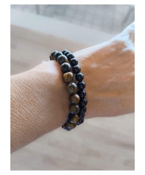 Tiger-eye & Blood garnet bracelets set