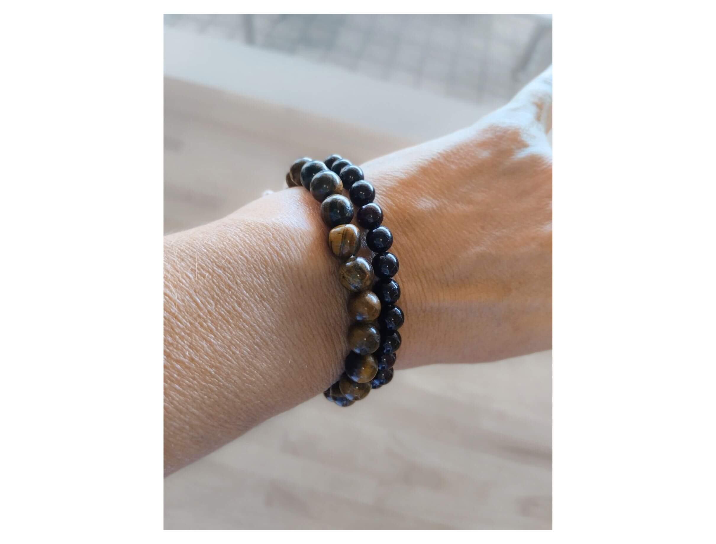 Tiger-eye & Blood garnet bracelets set