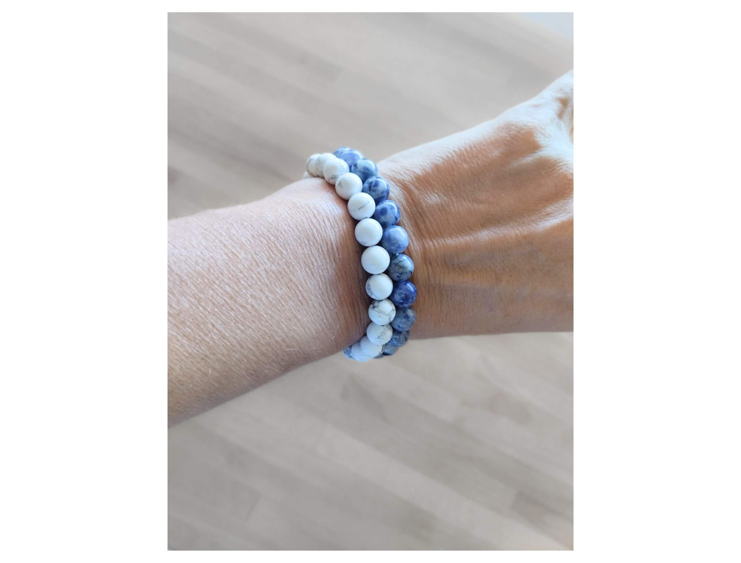 Sodalite & White jasper bracelets set