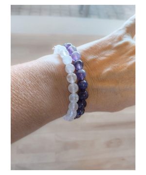 Rose quartz & Amethyst bracelets set