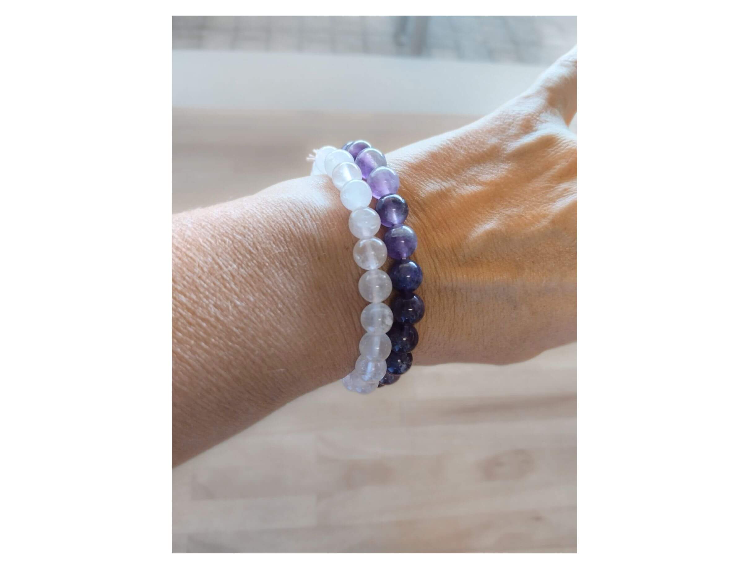 Rose quartz & Amethyst bracelets set