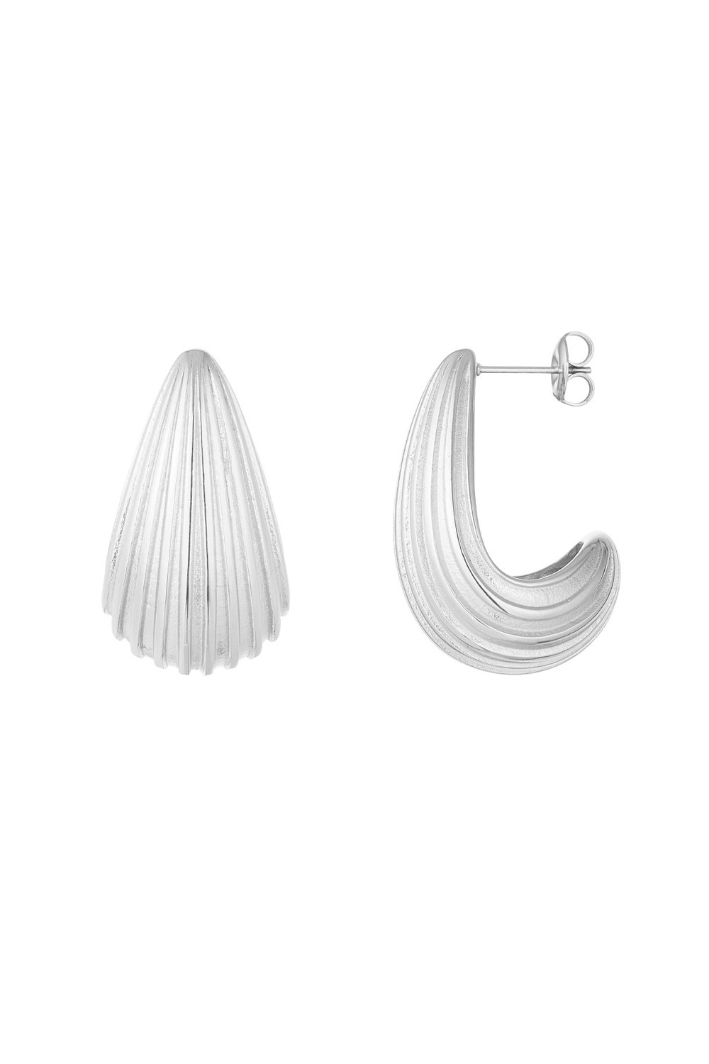 Ribbed huggie hoop earrings - Image 3