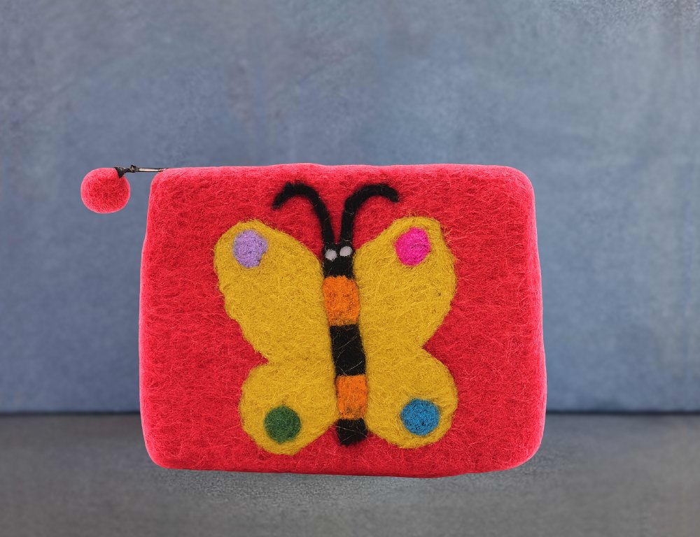 Woolen butterfly pouch